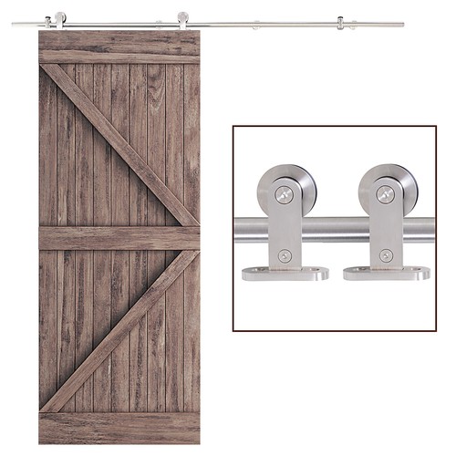 Homcom modern sliding barn - sliding,